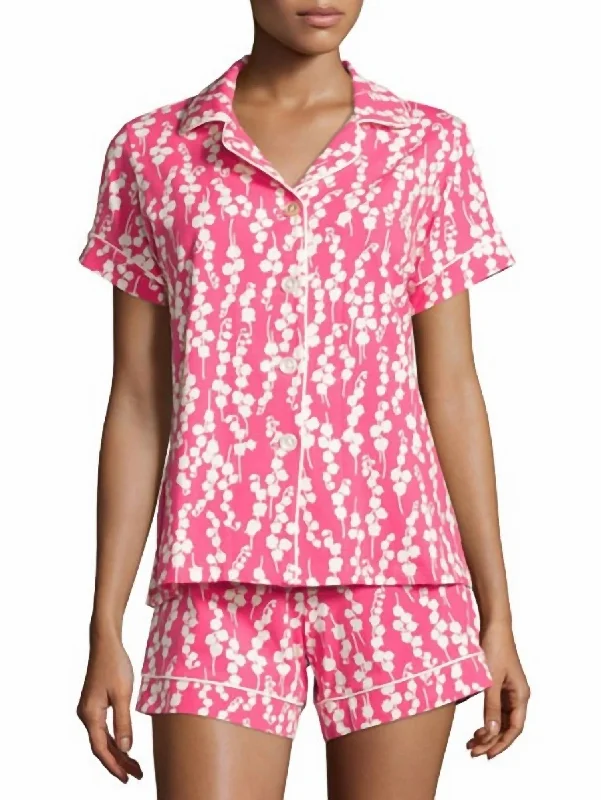 Women's Classic Attire Stretch S/s Classic Shorty Pj Set In Pink