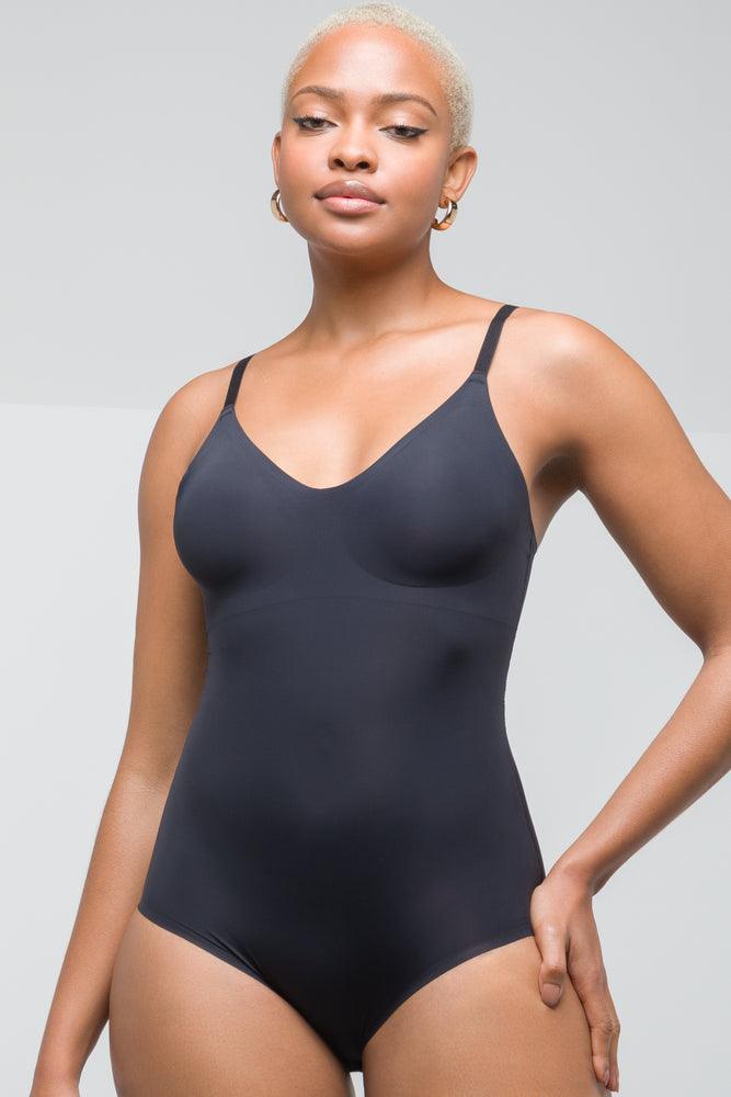 Women's Occasion Wear Apparel Bonded Shapewear Bodysuit Black