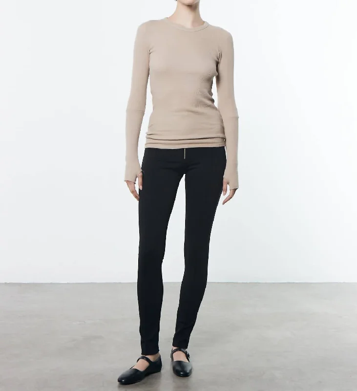 Women's Everyday Apparel Cuffed L/s Crew In Clay