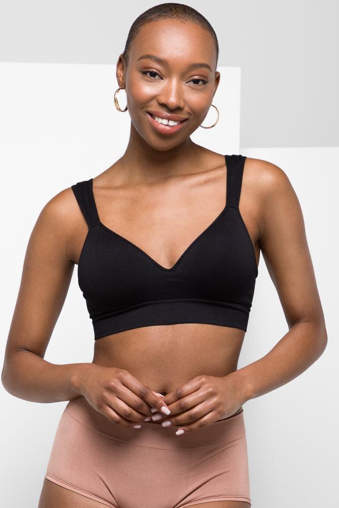 Women's Comfortable Lounge Attire Seam-Free Built Up Crop Top Black