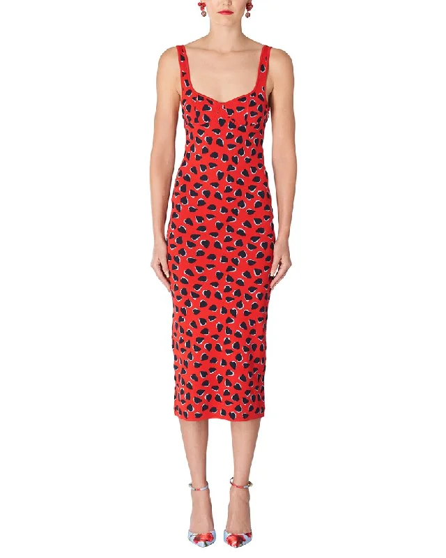 Formal Attire For Women Carolina Herrera Strappy Bustier Knit Column Silk-Blend Midi Dress