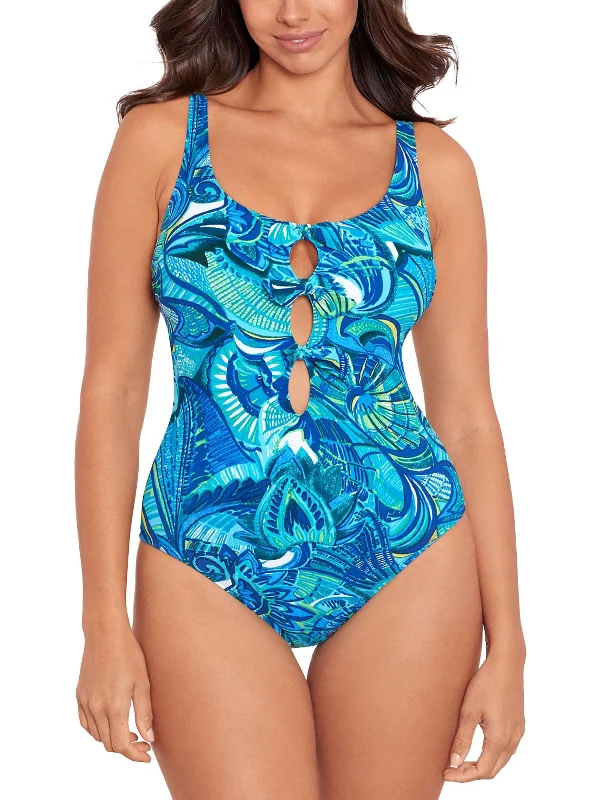 Women's Urban Clothing Womens Cut-Out Printed One-Piece Swimsuit