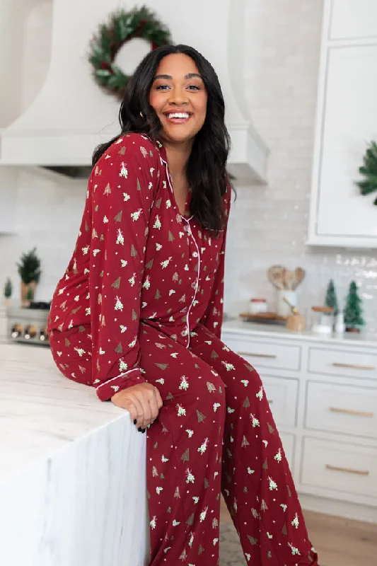 Women's Holiday Clothing Under The Stars in Spruced Up Long Sleeve Bamboo Pajama Top FINAL SALE