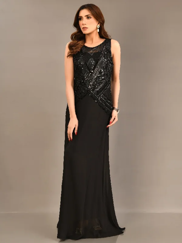 Women's Holiday Clothing Sequined Chiffon  Dress