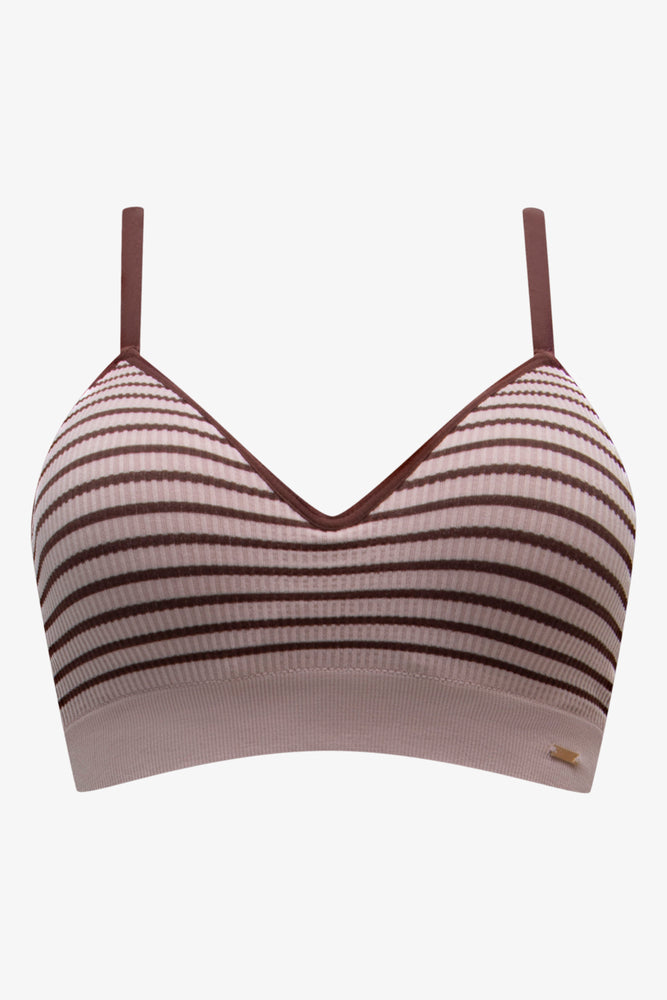 Women's Clothing For Special Occasions Stripe Seam-Free Bralette Brown