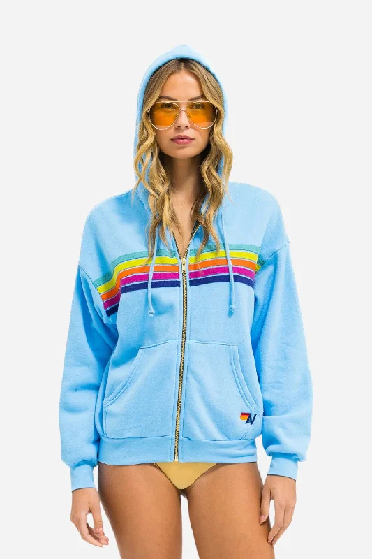 Vintage-Inspired Women's Apparel Aviator Nation 5 Stripe Relaxed Zip Hoodie in Sky