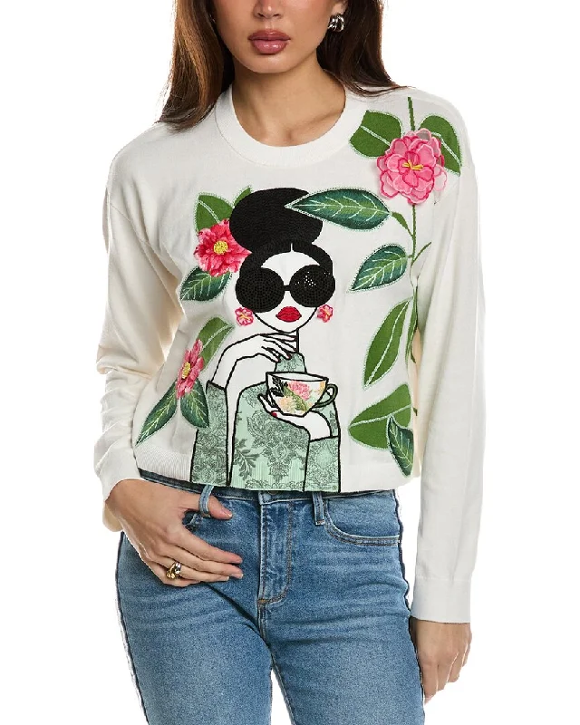 Women's Travel Attire alice + olivia Gleeson Silk-Blend Pullover