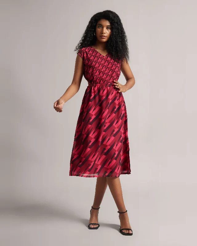 Vintage-Inspired Women's Clothes All About Pink Geometric Cut-Out Dress