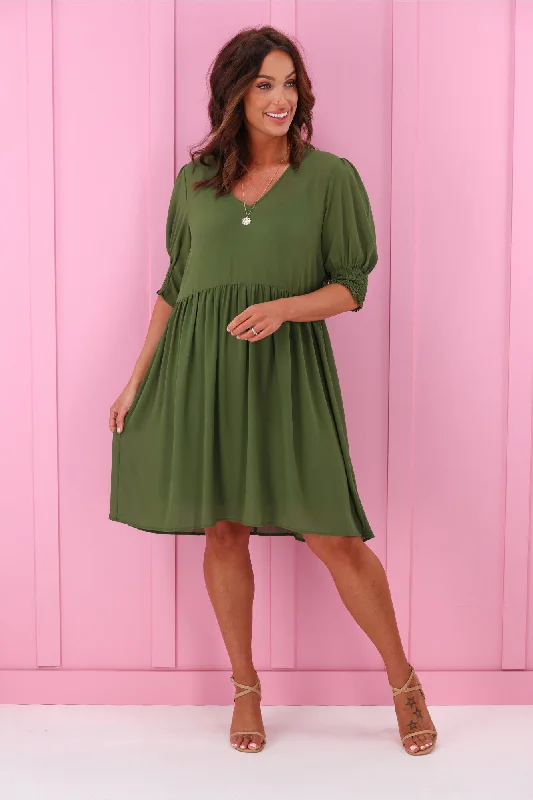 Hot Deals Jane James Juniper Balloon Sleeve Dress Olive