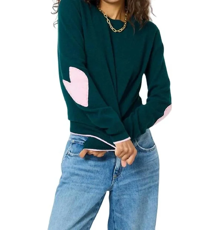 Modern Women's Outfit Patchwork Cashmere Sweater In Emerald