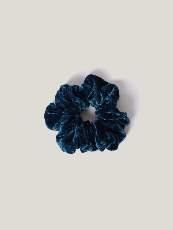 Elegant Women's Evening Garments Plisse Velvet Scrunchie | Teal