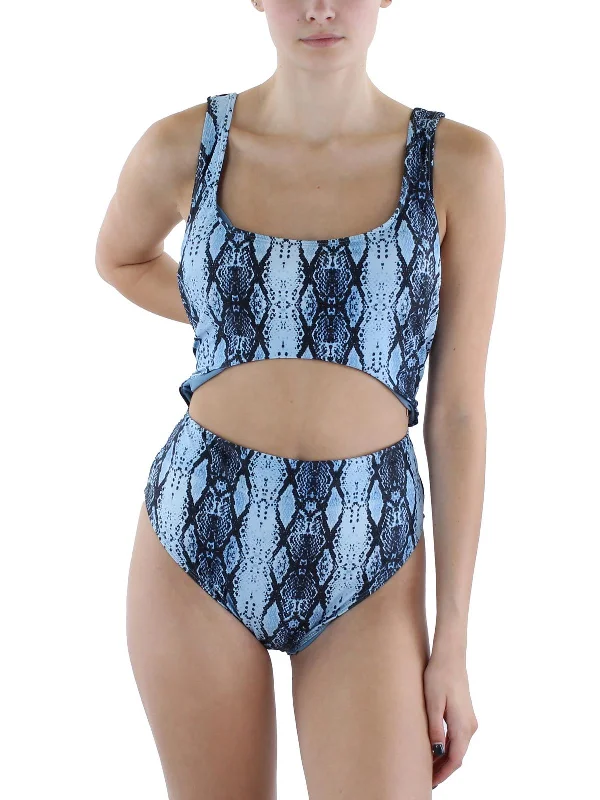 Women's Active Clothing Desert Snake Cut-Out Womens Printed Polyester One-Piece Swimsuit