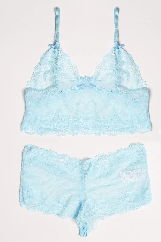 Women's Occasion Wear Clothing Blue Lace Lingerie Set