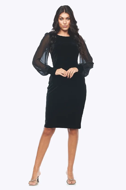 Online Boutiques Best Zaliea - Z0258 Velvet Sleeve Dress