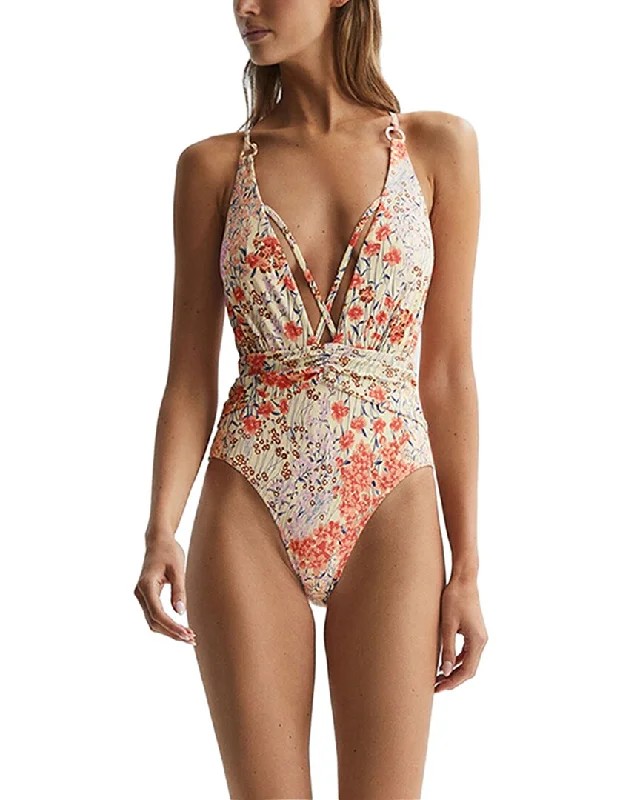 Women's Evening Wear Outfit Reiss Isla Floral Print Plunge Neck Swimsuit