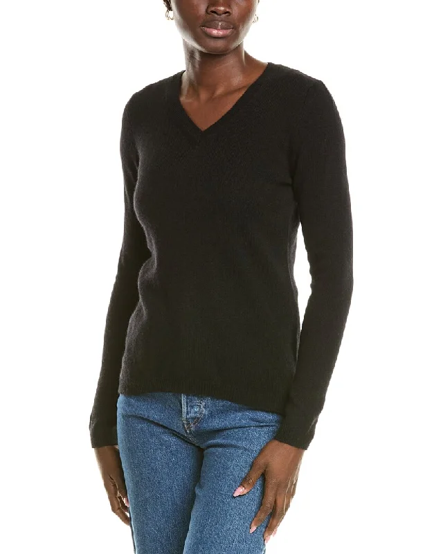 Women's Stylish Professional Apparel Forte Cashmere V-Neck Cashmere Sweater