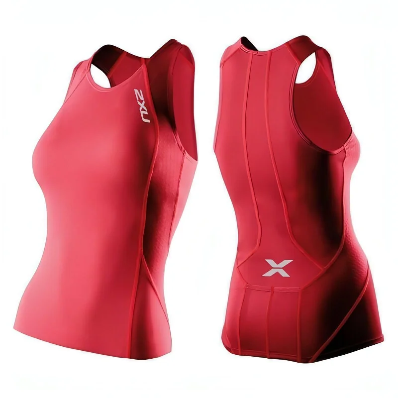 Fashionable Women's Clothing 2XU Comp Tri Singlet Womens Triathlon Vest - Red