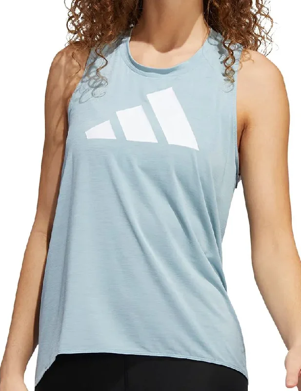 Women's Fashionable Attire For Work adidas 3 Stripes Bar Logo Womens Running Vest Tank Top - Grey