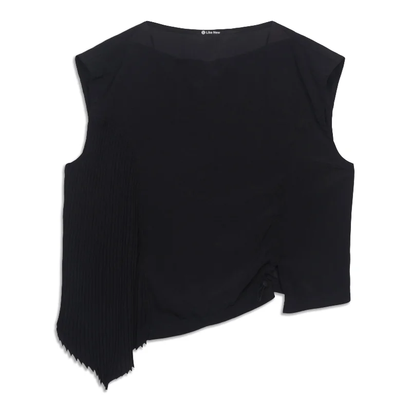 Women's Clothes For Outdoor Events Asymmetrical Pleated Layer Tank Top - Resale