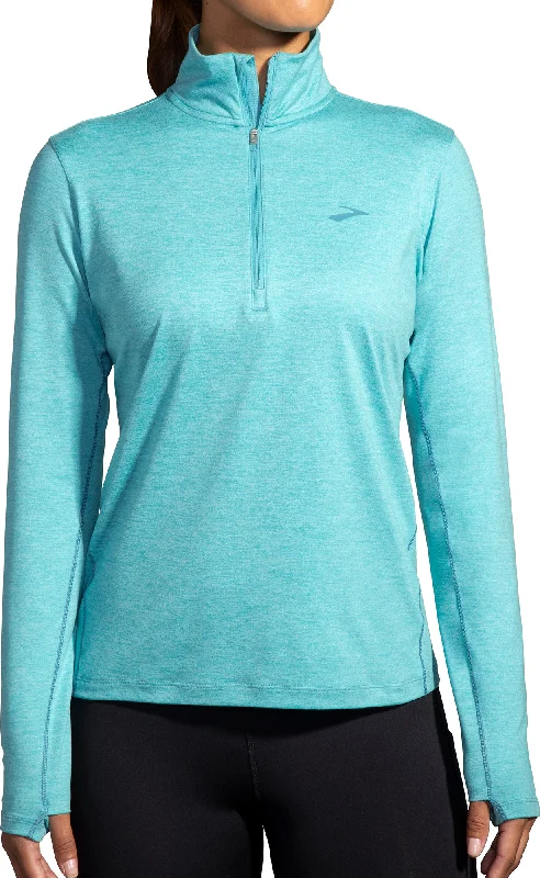 Women's Sporty Chic Clothes Brooks Dash Half Zip Long Sleeve Womens Running Top - Blue
