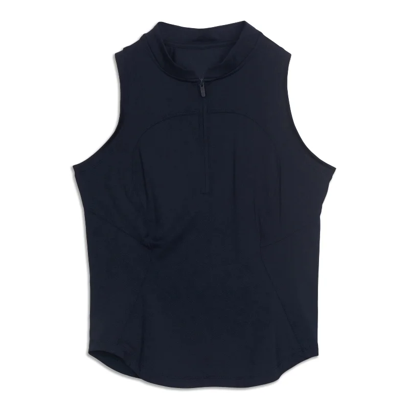Women's Clothes For Work Events Front-Zip Mock-Neck Tennis Tank - Resale