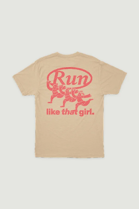 Women's Active Clothing [PRE-ORDER] Graphic Oversized Tee in Oat (Run Like That Girl)