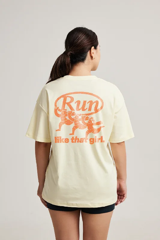 Women's Elegant Clothing Sets Graphic Oversized Tee in Sunshine (Run Like That Girl)