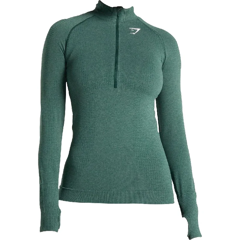 Affordable Women's Apparel Gymshark Vital Seamless Half Zip Long Sleeve Womens Training Top - Green