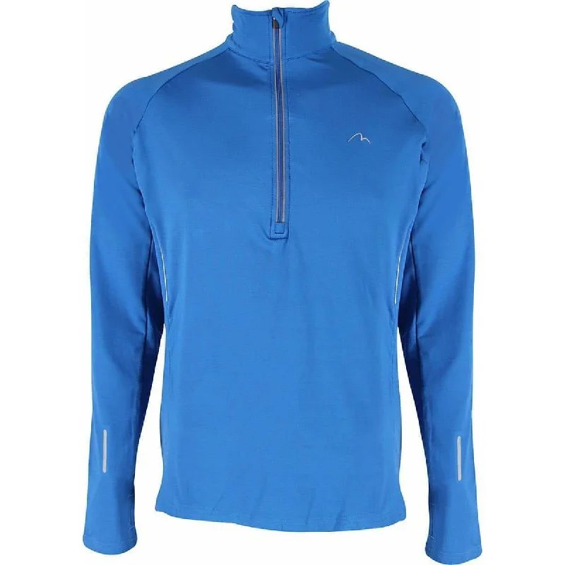 Women's Clothing For Outdoor Activities More Mile Alaska Half Zip Long Sleeve Mens Running Top - Blue