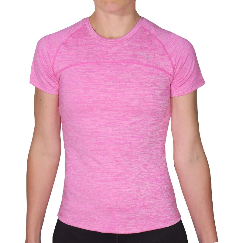 Women's Holiday Clothing More Mile Heather Short Sleeve Girls Running Top - Pink