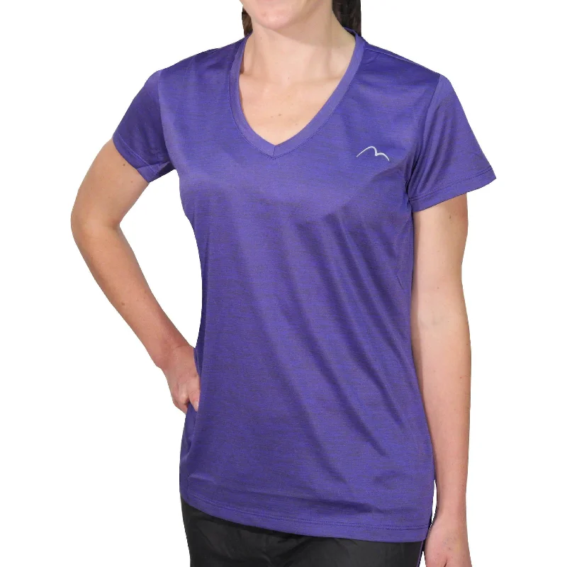 Women's Chic Outerwear Outfit More Mile M-Tech Dry Girls Short Sleeve Running Top - Purple