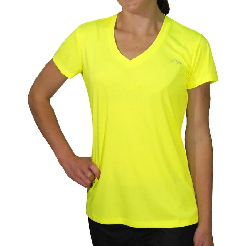 Women's Office Attire More Mile M-Tech Dry Girls Short Sleeve Running Top - Yellow