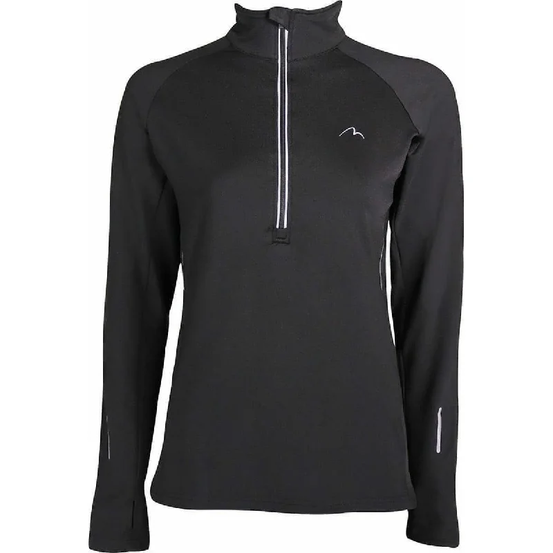 Chic Women's Attire More Mile Vancouver Half Zip Long Sleeve Womens Running Top - Black