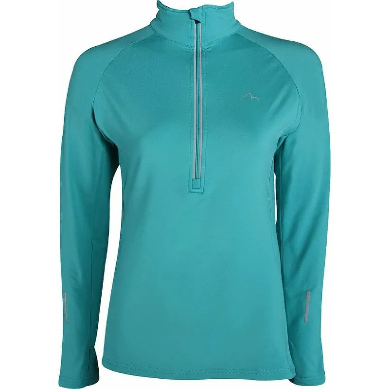 Vintage-Inspired Women's Clothes More Mile Vancouver Half Zip Long Sleeve Womens Running Top - Teal