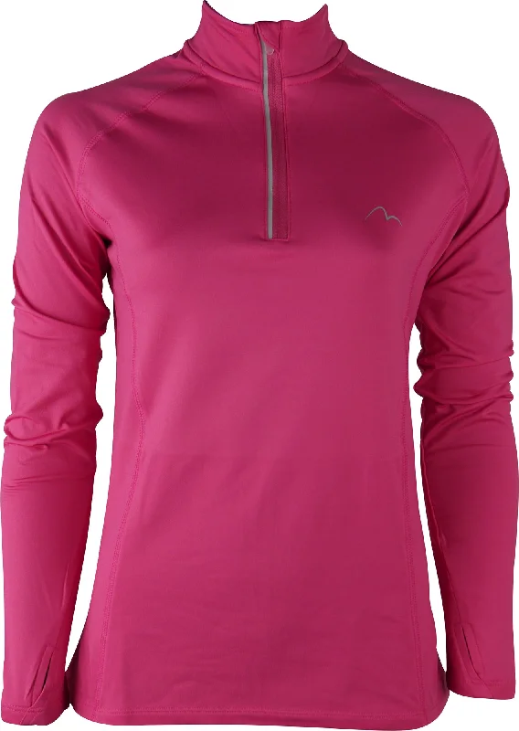 Comfortable Women's Clothes More Mile Vivid Half Zip Long Sleeve Womens Running Top - Pink