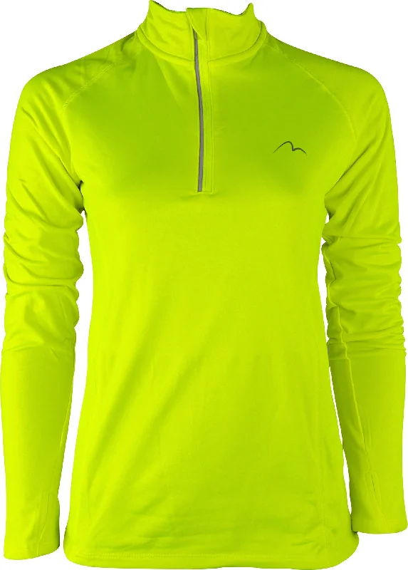 Women's Casual Wear Clothes More Mile Vivid Half Zip Long Sleeve Womens Running Top - Yellow