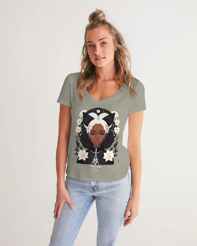 Vintage-Inspired Garments Nubian girl silver fox Women's V-Neck Tee