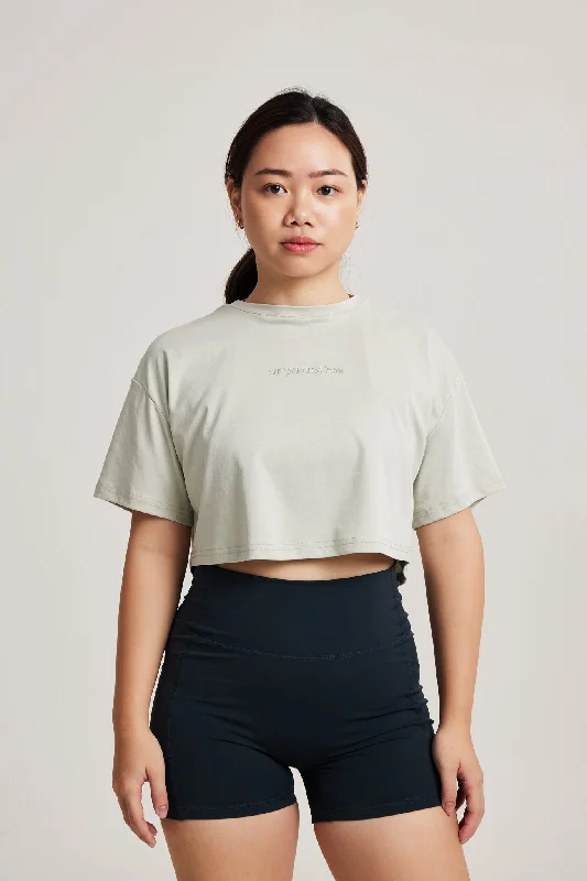 Women's Clothing For Outdoor Events Oversized Crop Tee in Slate