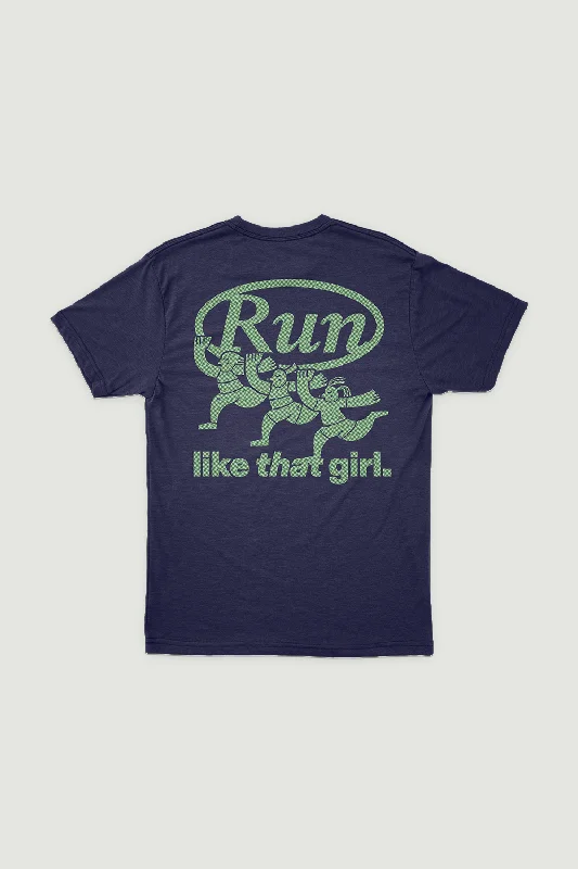 Timeless Women's Clothing [PRE-ORDER] Graphic Oversized Tee in Ocean (Run Like That Girl)