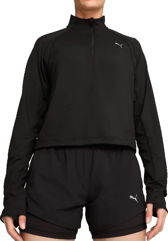 Affordable Women's Clothing Puma Run Cloudspun Half Zip Long Sleeve Womens Running Top - Black