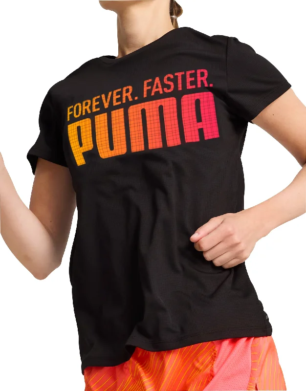 Women's Formal Event Attire Puma Run Favourite Graphic Short Sleeve Womens Running Top - Black
