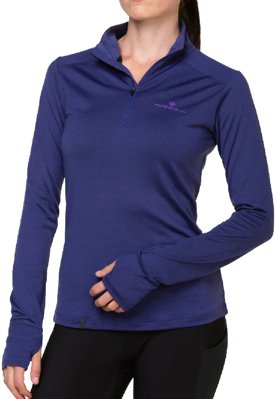 Women's Plus-Size Attire Ronhill Tech Merino Half Zip Long Sleeve Womens Running Top - Blue