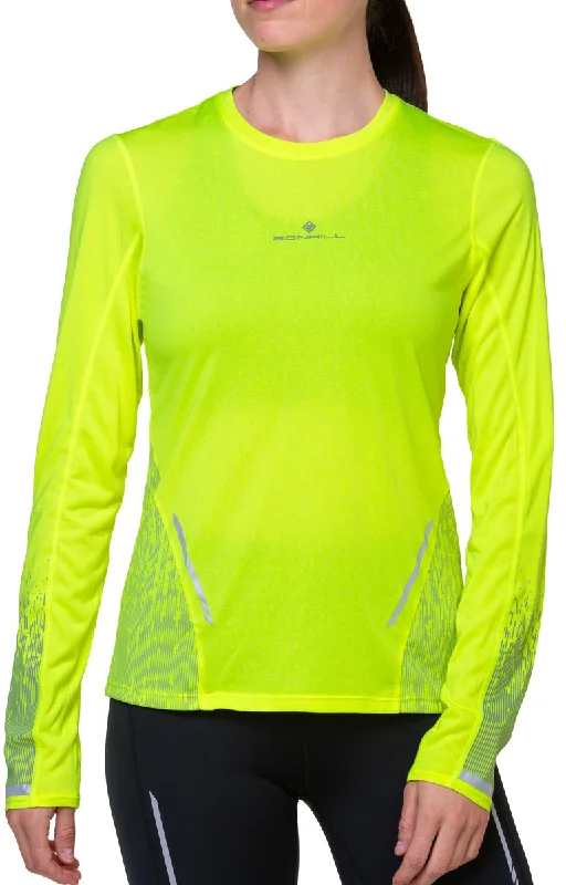 Women's Seasonal Clothes Ronhill Tech Reflect Long Sleeve Womens Running Top - Yellow