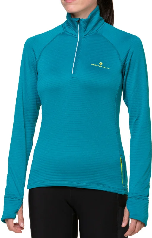 Women's Work Apparel Ronhill Tech Winter Half Zip Long Sleeve Womens Running Top - Blue