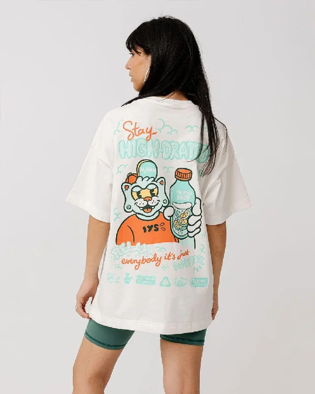 Women's Chic Outfit Stay Highdrated Printed Oversized Tee