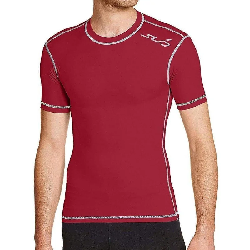 Elegant Women's Attire Sub Sports Dual Compression Baselayer Mens Short Sleeve Top - Red