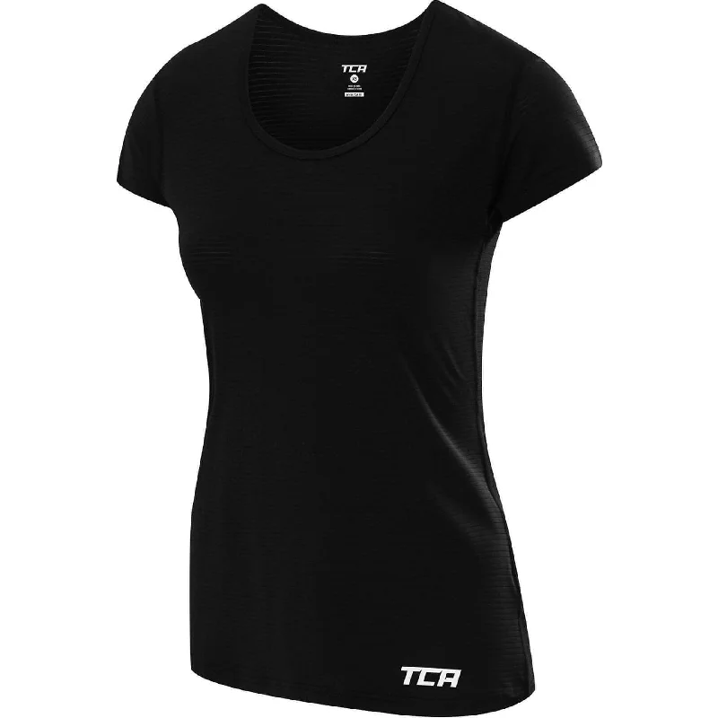 Stylish Women's Attire TCA Air Scoop Neck Short Sleeve Womens Training Top - Black