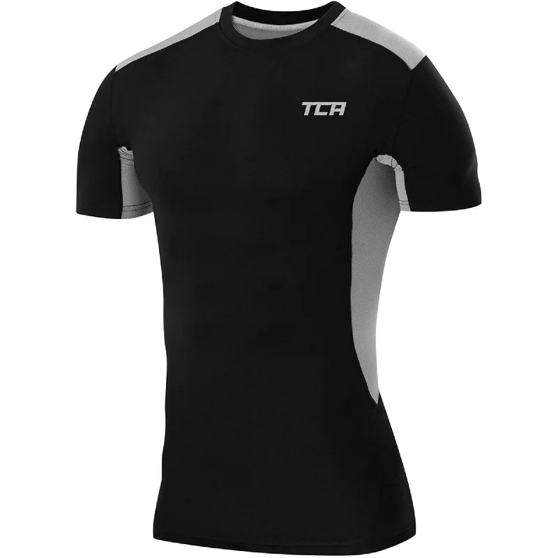 Chic Clothing For Women TCA FX Laser Mens Short Sleeve Compression Top - Black