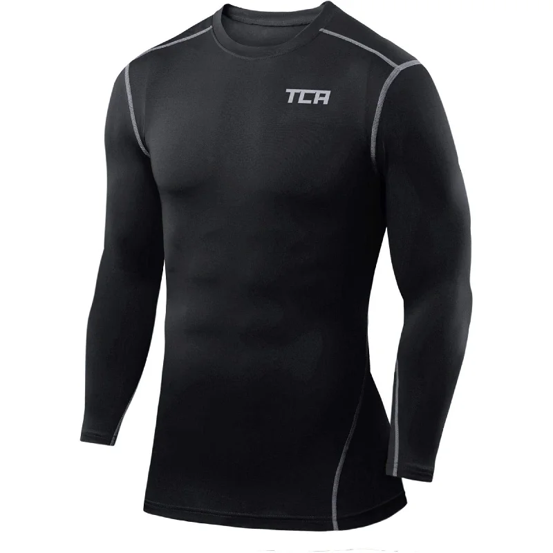Casual Clothing For Women TCA Pro Performance Mens Long Sleeve Compression Top - Black