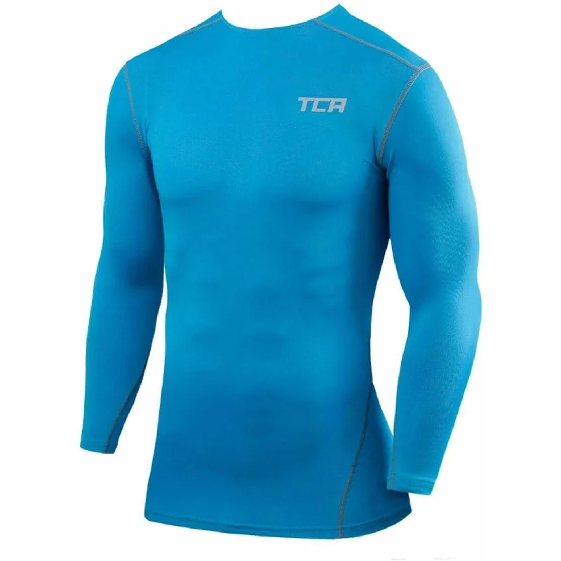 Women's Evening Wear Attire TCA Pro Performance Mens Long Sleeve Compression Top - Blue